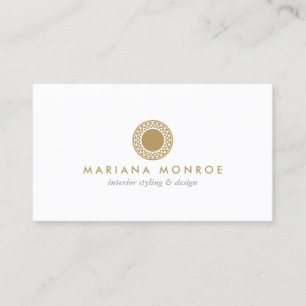 ELEGANT GOLD SUN LOGO on WHITE Business Card