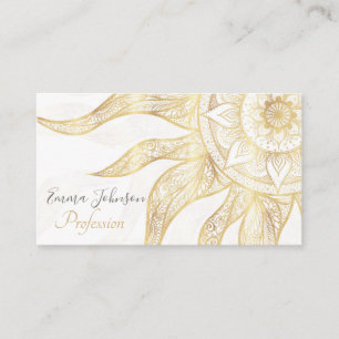 Elegant Gold Sun Mandala Design Business Card
