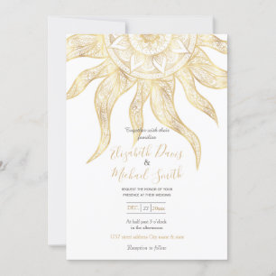 Elegant Gold Sun Mandala Design Invitation