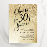 Elegant Gold Surprise 30th Birthday Invitation<br><div class="desc">Elegant surprise 30th birthday party invitation. Elegant design in faux glitter gold and black. Features typography script font and confetti. Perfect for a stylish women's bday celebration. Personalise with your own details. Message me if you need custom age. Printed Zazzle invitations or instant download digital printable template.</div>