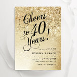 Elegant Gold Surprise 40th Birthday Invitation<br><div class="desc">Elegant surprise 40th birthday party invitation. Elegant design in faux glitter gold and black. Features typography script font and confetti. Perfect for a stylish women's bday celebration. Personalise with your own details. Message me if you need custom age. Printed Zazzle invitations or instant download digital printable template.</div>