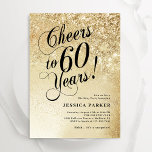 Elegant Gold Surprise 60th Birthday Invitation<br><div class="desc">Elegant surprise 60th birthday party invitation. Elegant design in faux glitter gold and black. Features typography script font and confetti. Perfect for a stylish women's bday celebration. Personalise with your own details. Message me if you need custom age. Printed Zazzle invitations or instant download digital printable template.</div>