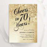 Elegant Gold Surprise 70th Birthday Invitation<br><div class="desc">Elegant surprise 70th birthday party invitation. Elegant design in faux glitter gold and black. Features typography script font and confetti. Perfect for a stylish women's bday celebration. Personalise with your own details. Message me if you need custom age. Printed Zazzle invitations or instant download digital printable template.</div>
