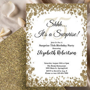 Elegant Gold Surprise 75th Birthday  Invitation