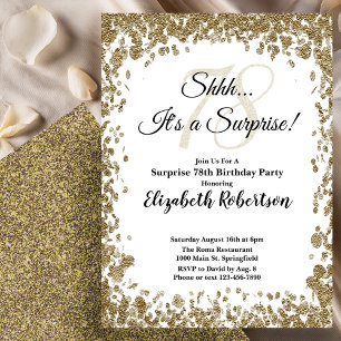 Elegant Gold Surprise 78th Birthday Invitation