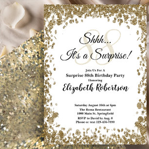 Elegant Gold Surprise 88th Birthday Invitation