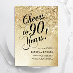 Elegant Gold Surprise 90th Birthday Invitation<br><div class="desc">Elegant surprise 90th birthday party invitation. Elegant design in faux glitter gold and black. Features typography script font and confetti. Perfect for a stylish women's bday celebration. Personalise with your own details. Message me if you need custom age. Printed Zazzle invitations or instant download digital printable template.</div>