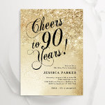 Elegant Gold Surprise 90th Birthday Invitation<br><div class="desc">Elegant surprise 90th birthday party invitation. Elegant design in faux glitter gold and black. Features typography script font and confetti. Perfect for a stylish women's bday celebration. Personalise with your own details. Message me if you need custom age. Printed Zazzle invitations or instant download digital printable template.</div>