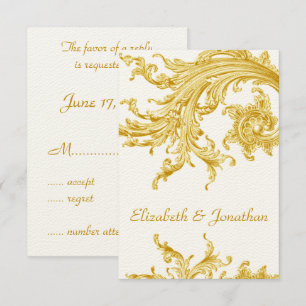 Elegant Gold Sweep Wedding Invitation RSVP