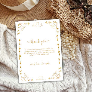 Elegant Gold Sweetheart Valentine Baby Shower Thank You Card