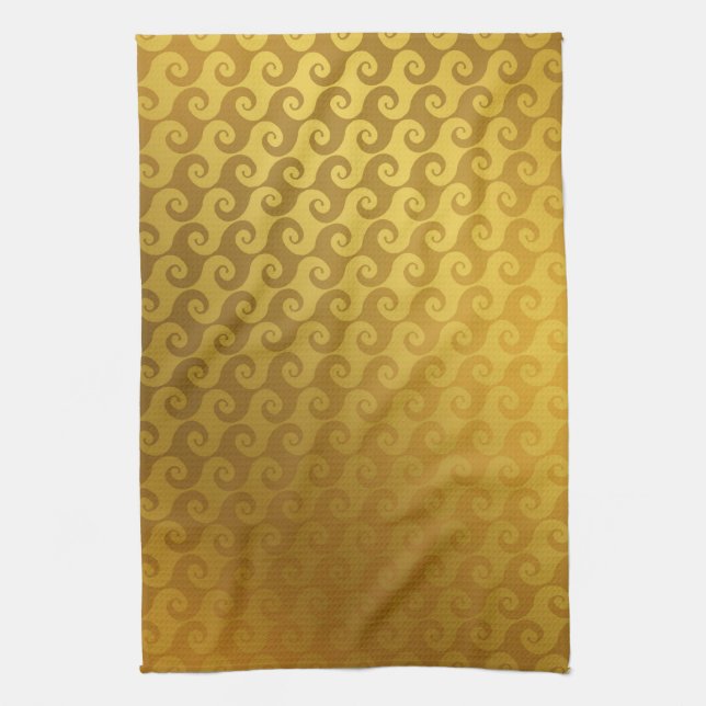 Elegant Gold Swirl Design Formal Dining Tea Towel (Vertical)