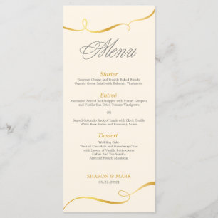 Elegant Gold Swirl Dinner Menu   Editable Colour