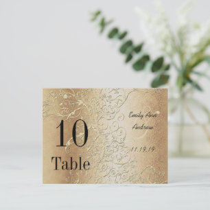 Elegant Gold Swirls Black Font Table Numbers Postcard