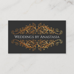 Elegant Gold Swirls Black Glow Business Card