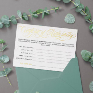 Elegant Gold Swirls Certificate of Authenticity