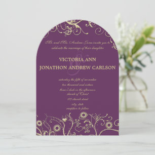 Elegant Gold Swirls Purple or any colour Invitation