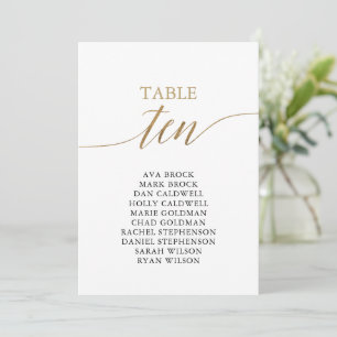 Elegant Gold Table Number 10 Seating Chart