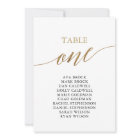 Elegant Gold Table Number 1 Seating Chart