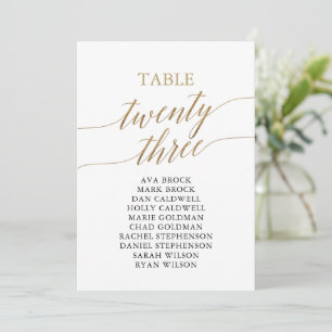 Elegant Gold Table Number 23 Seating Chart