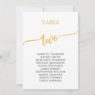 Elegant Gold Table Number 2 Seating Chart