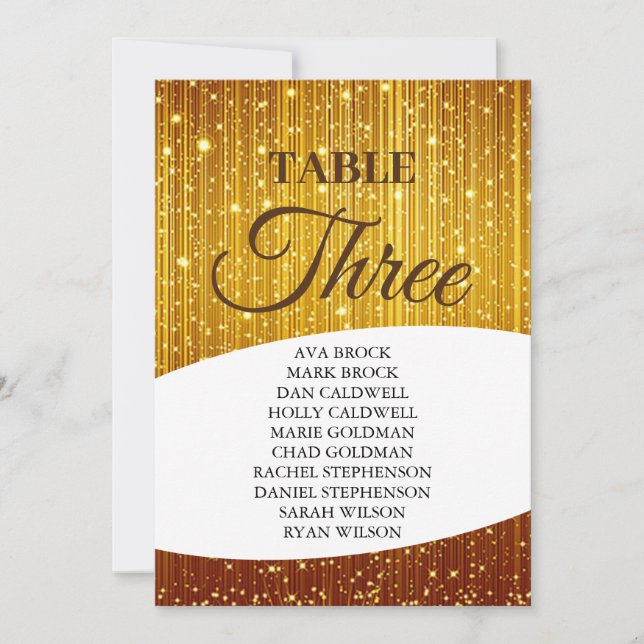 Elegant Gold Table Number 3 Three Seating Chart (Front)