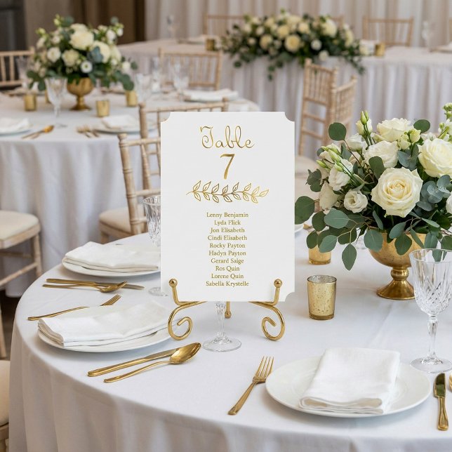 Elegant Gold Table Number 7 Seating Chart ticket (Elegant Gold Table Number 7 Seating Chart ticket.)