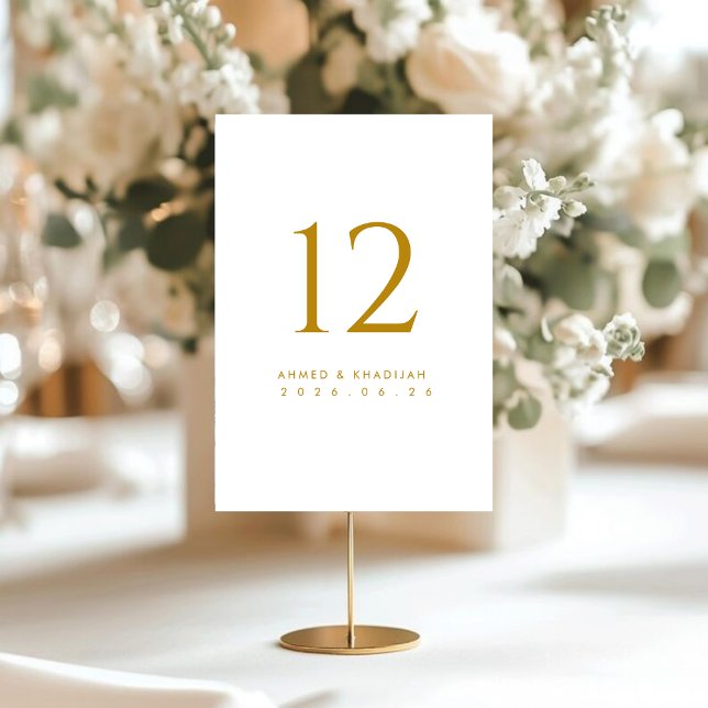 Elegant Gold Table Number Card (Creator Uploaded)