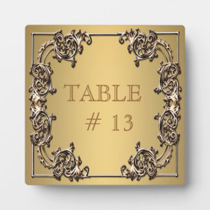 Elegant Gold Table Number on sturdy plaque