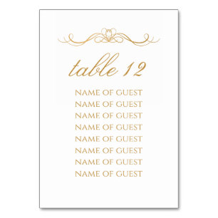 Elegant Gold Table Number With 8 Guest Names