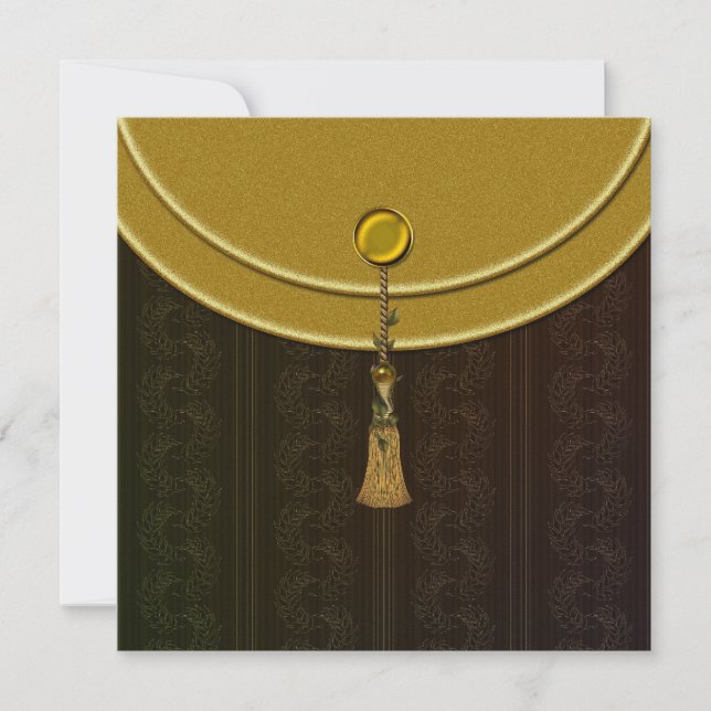 Elegant Gold Tassel Indian Wedding Invitation (Front)