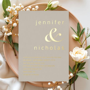 Elegant Gold Taupe Beige Ampersand Wedding