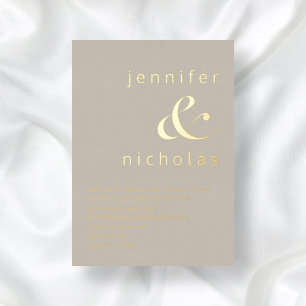 Elegant Gold Taupe Beige Ampersand Wedding