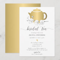 Elegant Gold Tea Pot Orchid Floral Chic Bridal Tea