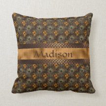 Elegant Gold Teal Peacock Personalised Name