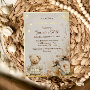 Elegant Gold Teddy Bear Baby Shower