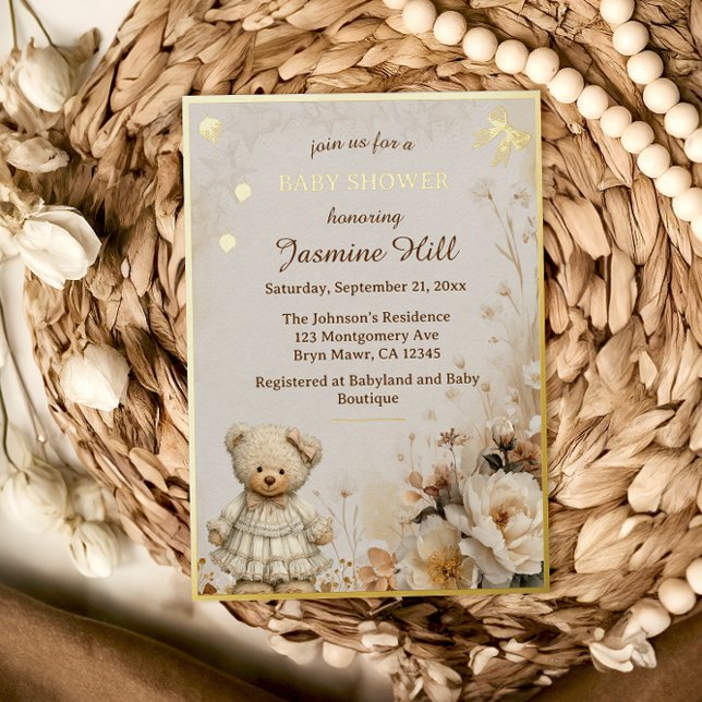Elegant Gold Teddy Bear Baby Shower (Creator Uploaded)