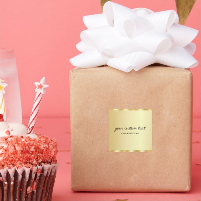 Elegant Gold Template Handwritten Your Custom Text Square Sticker (Party)