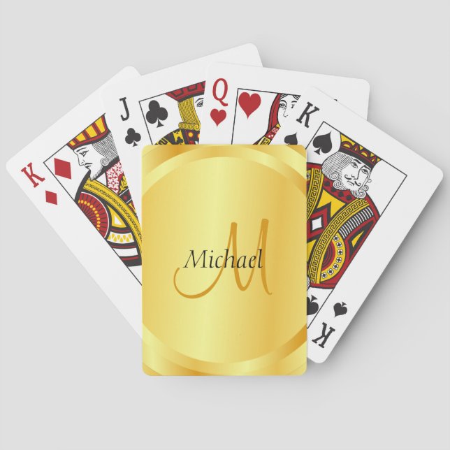 Elegant Gold Template Initial Monogram Custom Playing Cards (Back)