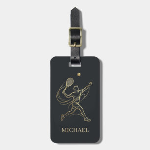 Elegant Gold Tennis Player with Custom Name        Luggage Tag
