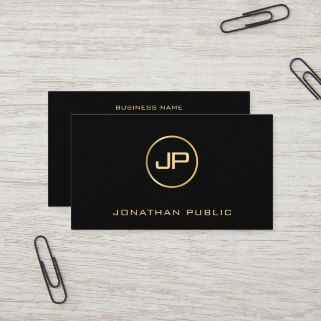 Elegant Gold Text Modern Luxury Premium Thick Business Card (Front/Back In Situ)
