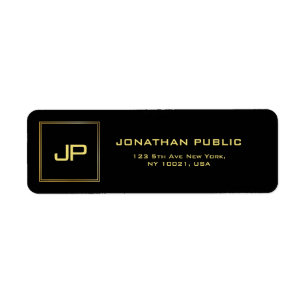 Elegant Gold Text Name Monogram Modern Return