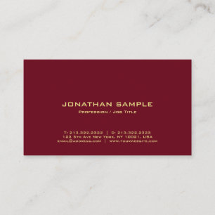 Elegant Gold Text Professional Rich Burgundy Red Business Card