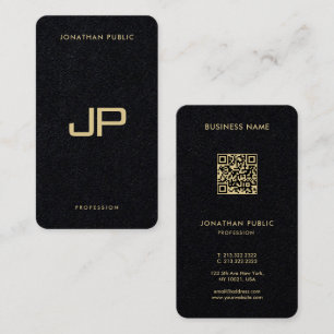 Elegant Gold Text QR Code Luxury Premium Black Business Card