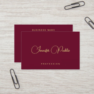 Elegant Gold Text Script Euro Size Premium Silk Business Card