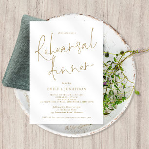 Elegant Gold Text Wedding Rehearsal Dinner Invitation