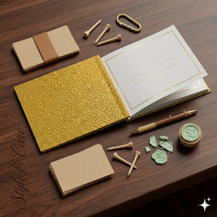 Elegant Gold Texture 10.5" x 8.25" Guest Book