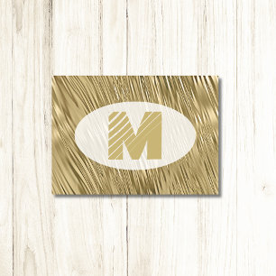 Elegant Gold Texture Big Decorative Monogram Note Card