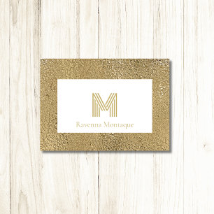 Elegant Gold Texture Big Monogram Stationery Note Card