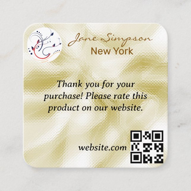 Elegant Gold Texture Logo Business Card (Front)