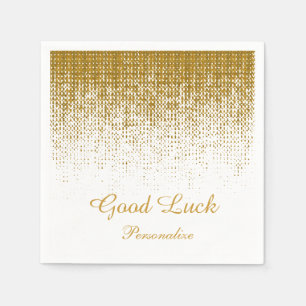 *Elegant Gold Texture Print on White Background Napkin